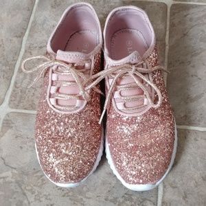 Rose gold sparkly tennis shoes